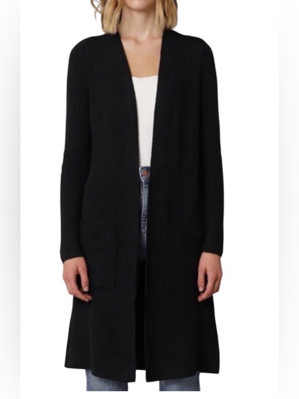 Cyrus Black Knit Cardigan with Front Pockets